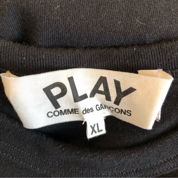 Men’s Comme Des Garçons Play, Double Heart, Black T-Shirt, XL - Picture 4 of 9